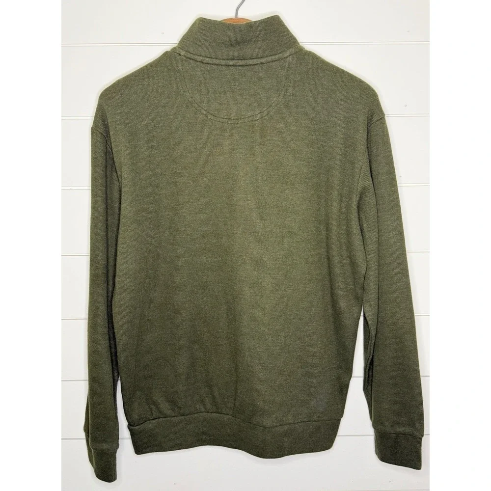 US Polo Assn Mens Large Olive Green Heather Quarter Zip Pullover Sweater Logo